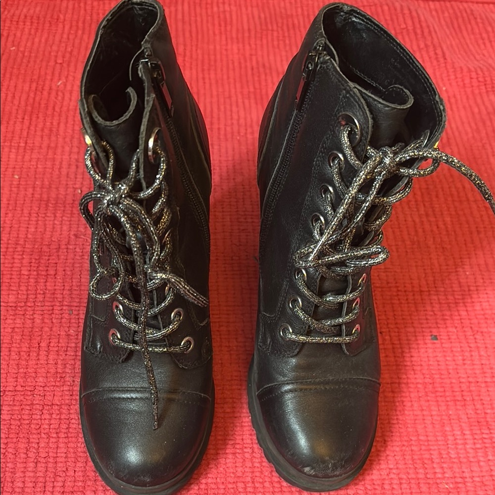 Sleek Black Lace-Up Combat Boots Aldo
